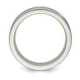 Titanium Wedding Band with Textured Lines and Polished Brushed Finish